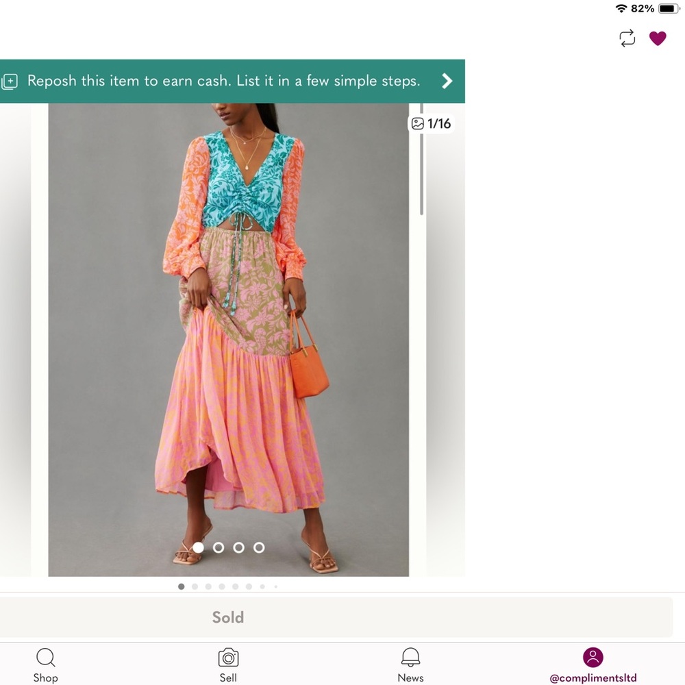 Farm Rio Anthropologie Cut Out Floral Maxi Dress